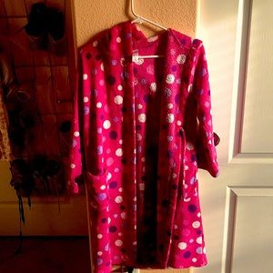 I am selling a polka dot robe with a hoodie on the back